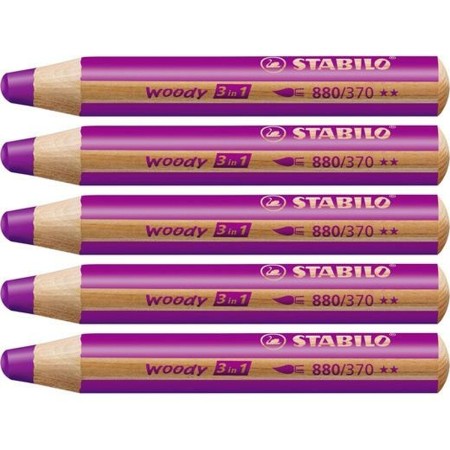 Crayons de couleur Stabilo Woody Lila 3-en-1 (5 Unités)