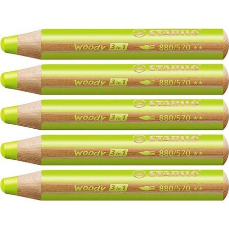 Lápices de colores Stabilo Woody Verde 3 en 1 (5 Unidades)