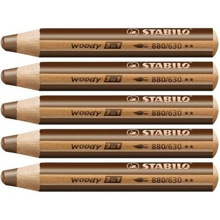 Crayons de couleur Stabilo Woody Marron 3-en-1 (5 Unités)