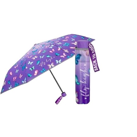 Paraguas Plegable Perletti Morado Ø 91 cm Infantil Mariposas