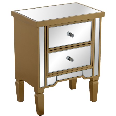 Table de Nuit Alexandra House Living Marron Transparent Bois Miroir 49 x 62 x 33 cm