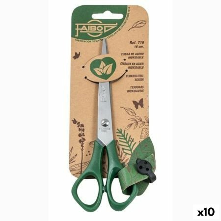 Tijeras Faibo Verde Acero Inoxidable 16 cm Plástico (10 Unidades)