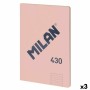 Carnet Milan 430 Rose A4 48 Volets 21 x 29,7 cm (3 Unités)