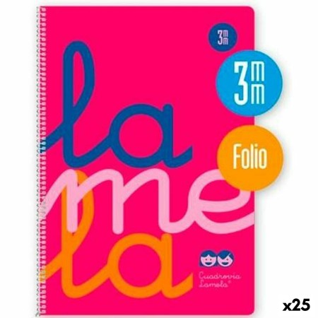 Cuaderno Lamela Cuadrovía Rosa Fluorescente Din A4 80 Hojas 21,5 x 31,5 cm 5 Piezas (25 Unidades)