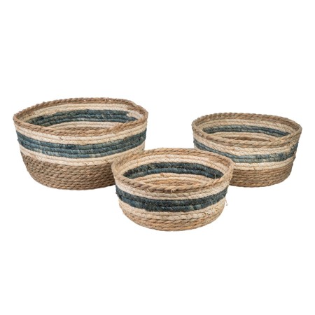 Lot de paniers Romimex Bleu Fibre naturelle 24 x 11 x 24 cm 3 Pièces