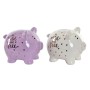 Tirelire DKD Home Decor Lila Blanc Cochon Dolomite (2 pcs)