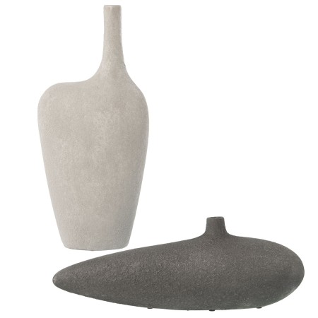 Set de 2 Jarrones Alexandra House Living Blanco Gris Cerámica 22 x 15 x 48 cm 47 x 11 x 18 cm
