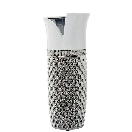 Vase Alexandra House Living Blanc Argenté Céramique 13 x 10 x 30 cm