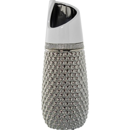 Jarrón Alexandra House Living Blanco Plateado Cerámica 12 x 32 cm