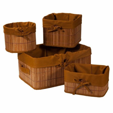 Lot de paniers Alexandra House Living Marron Tissu Bambou 4 Pièces