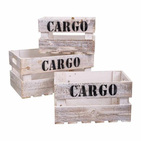 Boîtes de rangement Alexandra House Living CARGO Blanc Bois d'épicéa 24 x 19 x 38 cm 33 x 20 x 18 cm 28 x 15,5 x 17 cm 3 Piè