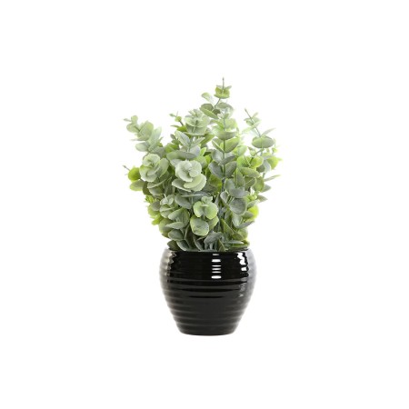 Pot DKD Home Decor Noir Vert Tissu Céramique (16 x 16 x 26 cm)