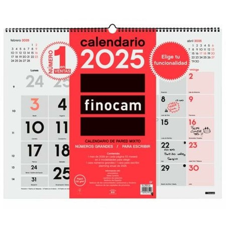 Calendario de pared Finocam Papel 2025 54 x 42 cm