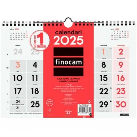 Calendario de pared Finocam Papel 2025 30 x 21 cm