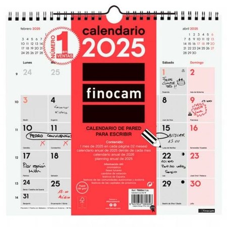 Calendario de pared Finocam Papel 2025 26,5 x 24,5 cm