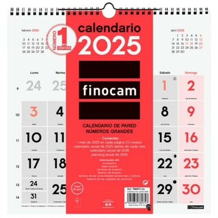 Calendario de pared Finocam Papel 2025 30 x 30 cm