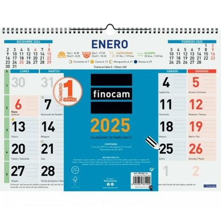 Calendario de pared Finocam Multicolor Papel 2025 43 x 31 cm