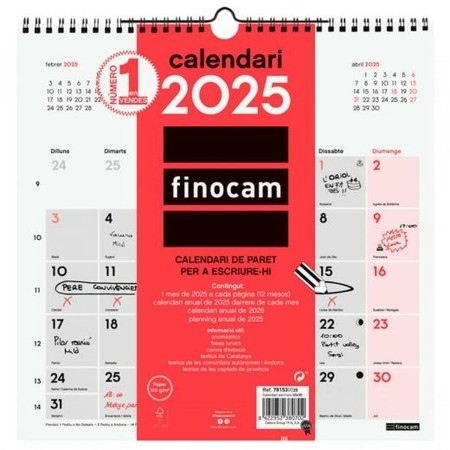 Calendario de pared Finocam Papel 2025 300 x 300 mm