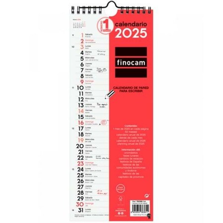 Calendario de pared Finocam Papel 2025 13 x 33 cm