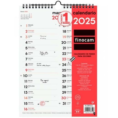 Calendario de pared Finocam Papel 2025 21 x 30 cm