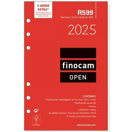 Recambio para Agenda Finocam OPEN R599 2025 11,7 x 18,1 cm