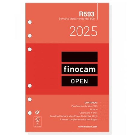 Recambio para Agenda Finocam OPEN R593 500 2025 11,7 x 18,1 cm
