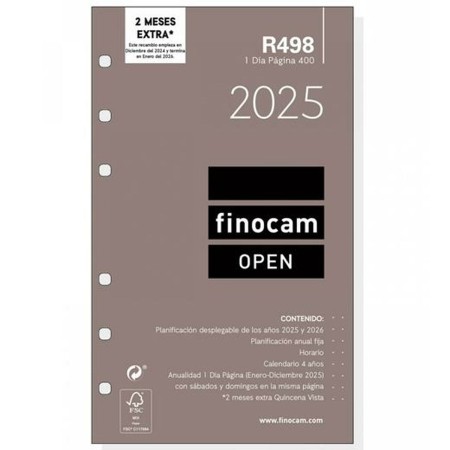 Recambio para Agenda Finocam OPEN R498 400 2025 9,1 x 15,2 cm