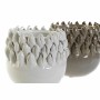 Vase DKD Home Decor Blanc Gris Grès Moderne (2 pcs) (14 x 14 x 13 cm)