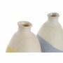 Vase DKD Home Decor Jaune Bleu Rose Grès Terre cuite (3 pcs) (12.5 x 12 x 23 cm)