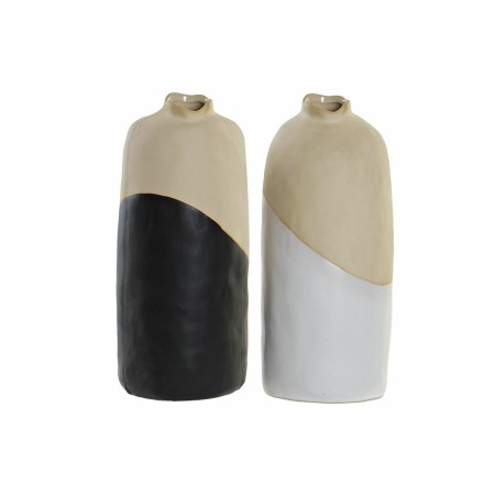 Vase DKD Home Decor Blanc Noir Grès (2 pcs) (13 x 12 x 27.5 cm)