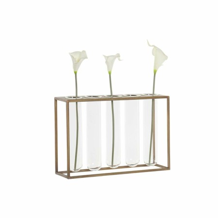 Vase DKD Home Decor Verre Métal Transparent Loft (5 x 5 x 21.5 cm) (5 pcs) (35 x 8 x 22 cm)