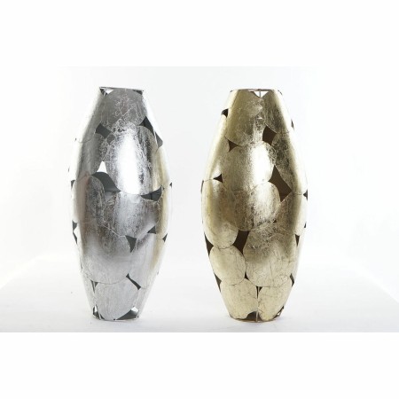 Vase DKD Home Decor Argenté Métal Moderne (32 x 32 x 66 cm) (2 pcs)