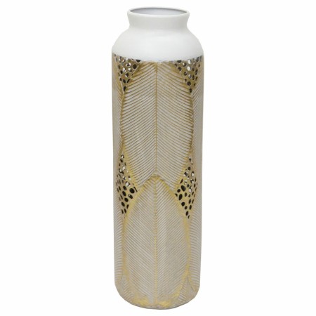 Vase DKD Home Decor Métal Blanc Oriental (15 x 15 x 50 cm)