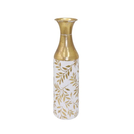 Vase DKD Home Decor Métal Blanc Tropical (16 x 16 x 53 cm)