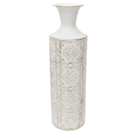 Vase DKD Home Decor Mosaïque Métal Blanc Arabe (19 x 19 x 64 cm)