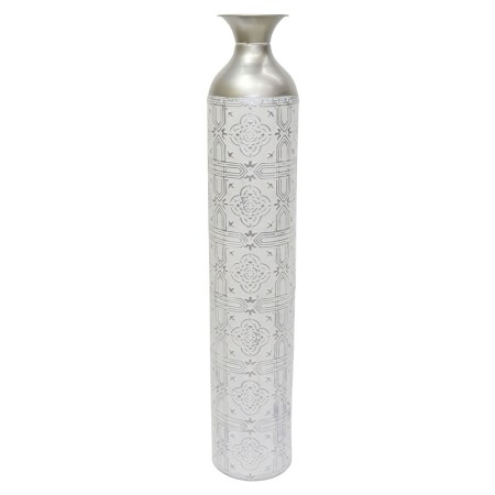 Vase DKD Home Decor Mosaïque Argenté Métal Blanc Arabe (16 x 16 x 89 cm)