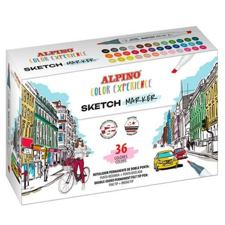 Ensemble de Marqueurs Alpino Sketch - Color Experience Multicouleur Double pointe 36 Pièces