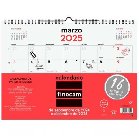 Calendario de pared Finocam Papel 2024-2025 34 x 24 cm