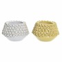 Vase DKD Home Decor Blanc Ocre Grès Moderne (2 pcs) (20 x 20 x 13 cm)