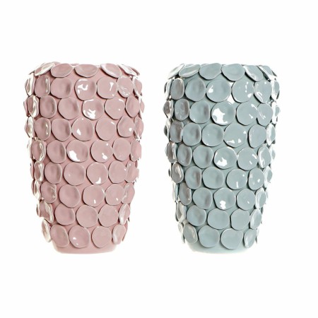 Vase DKD Home Decor Rose Turquoise Grès Moderne (20 x 20 x 30.5 cm) (2 pcs)