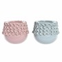 Vase DKD Home Decor Rose Turquoise Grès méditerranéen (17 x 17 x 13.5 cm) (2 pcs)