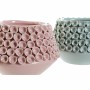 Vase DKD Home Decor Rose Turquoise Grès méditerranéen (2 pcs) (20 x 20 x 13 cm)