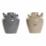 Vase DKD Home Decor Porcelaine Gris Beige Oiseaux Shabby Chic (13 x 13 x 14.5 cm) (2 pcs)