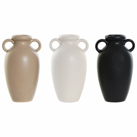 Vase DKD Home Decor Porcelaine Noir Beige (12 x 11 x 20 cm) (3 pcs)