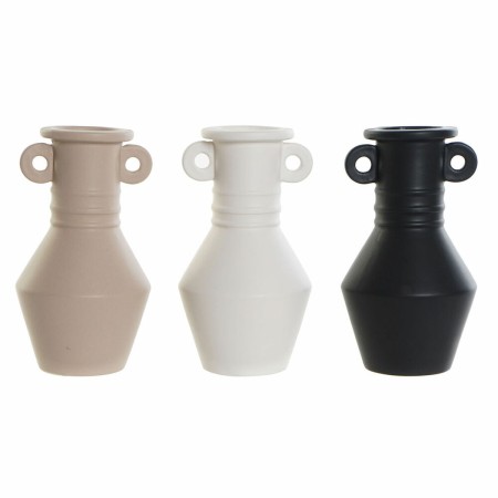 Vase DKD Home Decor Porcelaine Noir Beige (3 pcs) (11 x 11 x 20 cm)