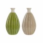 Vase DKD Home Decor Porcelaine Beige Vert Shabby Chic (15 x 15 x 26.5 cm) (2 pcs)