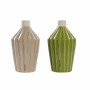 Vase DKD Home Decor Porcelaine Beige Vert Shabby Chic (12.5 x 12.5 x 23 cm) (2 pcs)