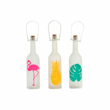 Bouteille LED DKD Home Decor Verre Tropical (3 pcs) (7.5 x 7.5 x 29 cm)