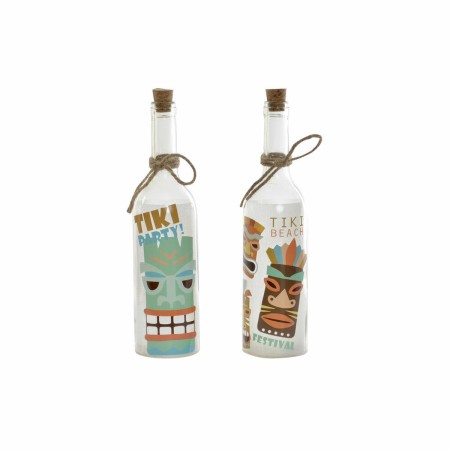 Bouteille LED DKD Home Decor Tiki Verre Corde (2 pcs) (7.5 x 7.5 x 29 cm)