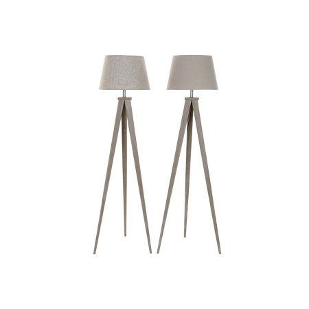 Lampadaire DKD Home Decor Beige Métal Lin Crème Tripode Pin (40 x 40 x 154 cm) (2 pcs)